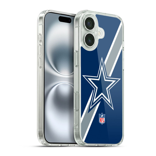 NFL Dallas Cowboys Logo Stripes Soft Gel Case for Apple iPhone 16 Plus