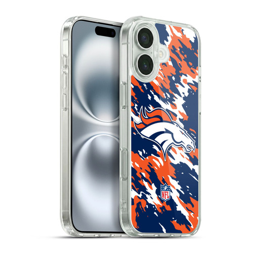NFL Denver Broncos Logo Camou Soft Gel Case for Apple iPhone 16 Plus
