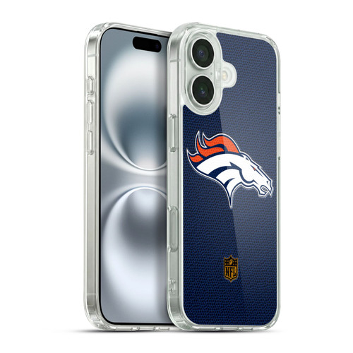 NFL Denver Broncos Logo Football Soft Gel Case for Apple iPhone 16 Plus
