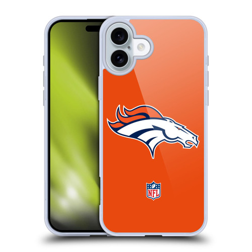 NFL Denver Broncos Logo Plain Soft Gel Case for Apple iPhone 16 Plus