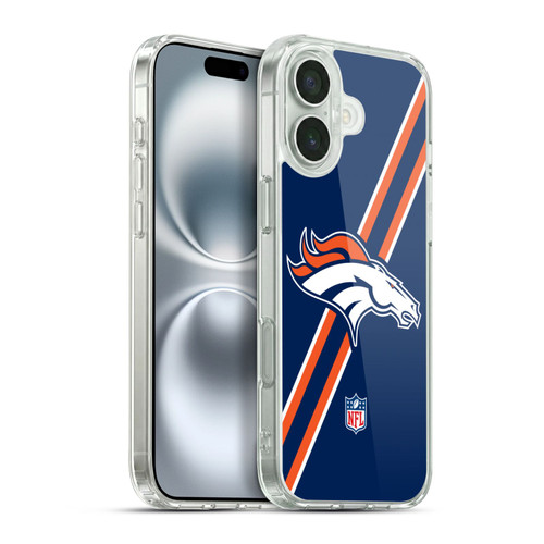 NFL Denver Broncos Logo Stripes Soft Gel Case for Apple iPhone 16 Plus