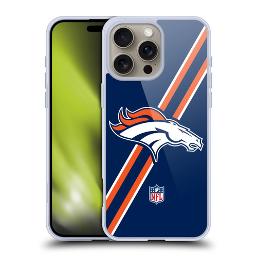 NFL Denver Broncos Logo Stripes Soft Gel Case for Apple iPhone 16 Pro Max