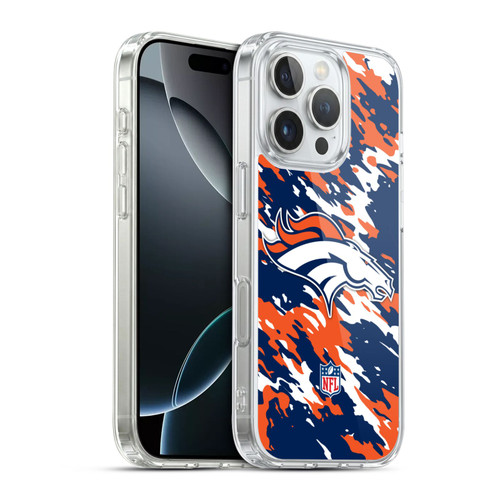 NFL Denver Broncos Logo Camou Soft Gel Case for Apple iPhone 16 Pro