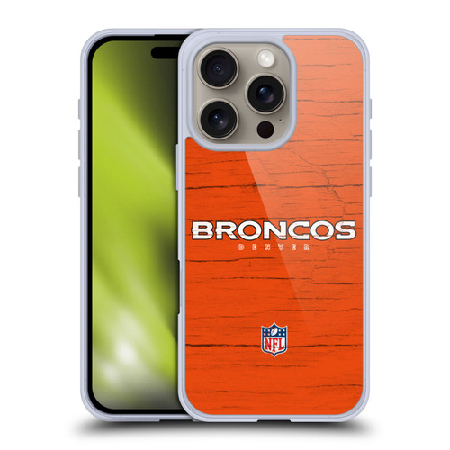 NFL Denver Broncos Logo Distressed Look Soft Gel Case for Apple iPhone 16 Pro