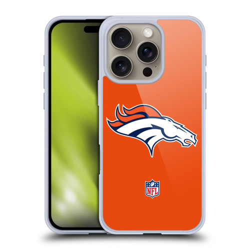 NFL Denver Broncos Logo Plain Soft Gel Case for Apple iPhone 16 Pro