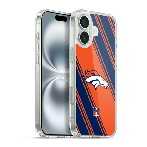 NFL Denver Broncos Artwork Stripes Soft Gel Case for Apple iPhone 16 Plus