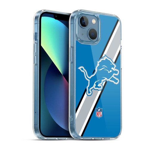 NFL Detroit Lions Logo Stripes Soft Gel Case for Apple iPhone 13 Mini & MagSafe
