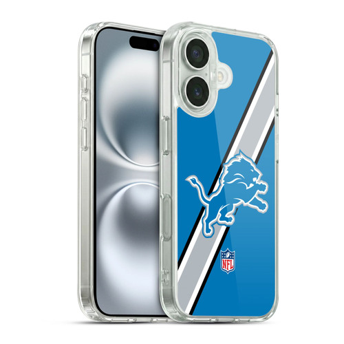 NFL Detroit Lions Logo Stripes Soft Gel Case for Apple iPhone 16 & MagSafe