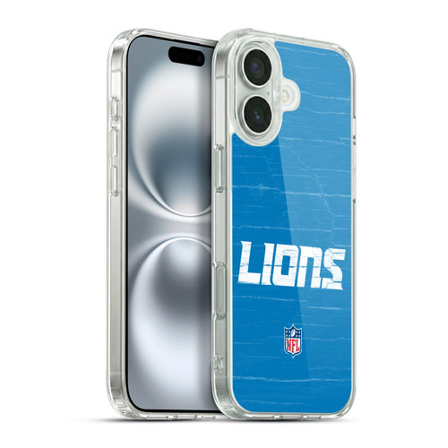 NFL Detroit Lions Logo Distressed Look Soft Gel Case for Apple iPhone 16 Plus & MagSafe