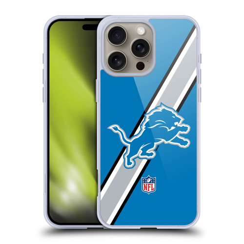 NFL Detroit Lions Logo Stripes Soft Gel Case for Apple iPhone 16 Pro Max
