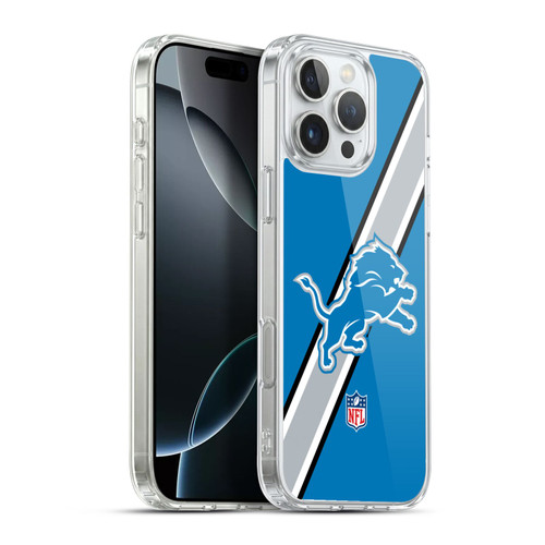 NFL Detroit Lions Logo Stripes Soft Gel Case for Apple iPhone 16 Pro Max & MagSafe