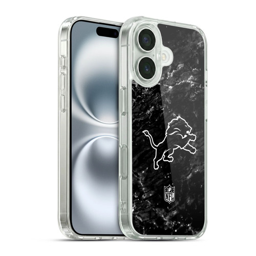 NFL Detroit Lions Artwork Marble Soft Gel Case for Apple iPhone 16 & MagSafe