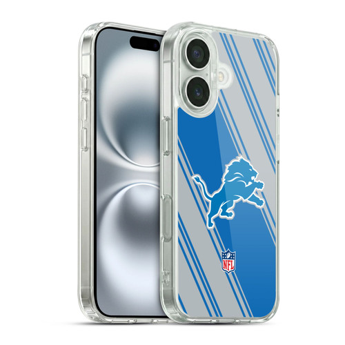 NFL Detroit Lions Artwork Stripes Soft Gel Case for Apple iPhone 16 & MagSafe