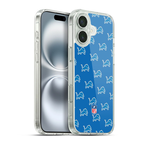 NFL Detroit Lions Artwork Patterns Soft Gel Case for Apple iPhone 16 Plus & MagSafe