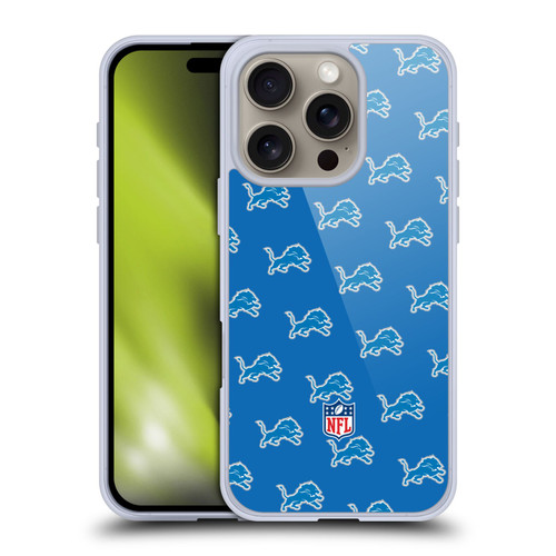 NFL Detroit Lions Artwork Patterns Soft Gel Case for Apple iPhone 16 Pro