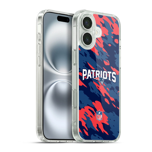 NFL New England Patriots Logo Camou Soft Gel Case for Apple iPhone 16 Plus