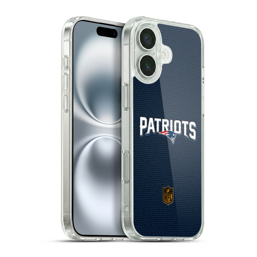 NFL New England Patriots Logo Football Soft Gel Case for Apple iPhone 16 Plus