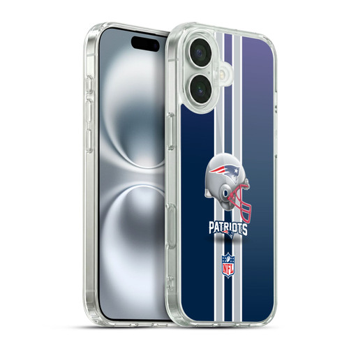 NFL New England Patriots Logo Helmet Soft Gel Case for Apple iPhone 16 Plus