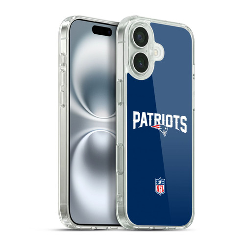 NFL New England Patriots Logo Plain Soft Gel Case for Apple iPhone 16 Plus