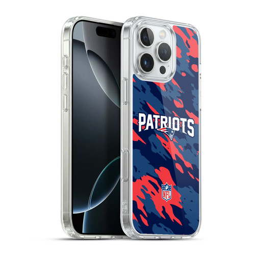 NFL New England Patriots Logo Camou Soft Gel Case for Apple iPhone 16 Pro Max