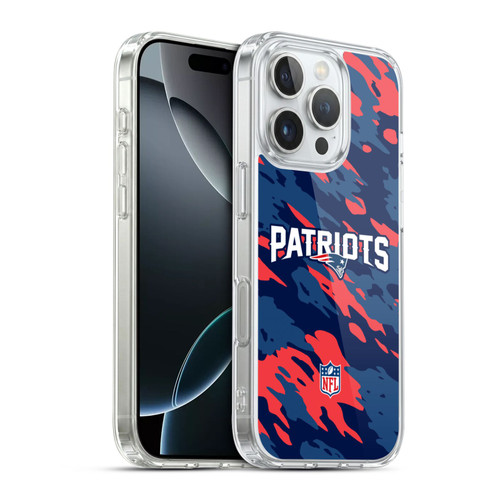 NFL New England Patriots Logo Camou Soft Gel Case for Apple iPhone 16 Pro