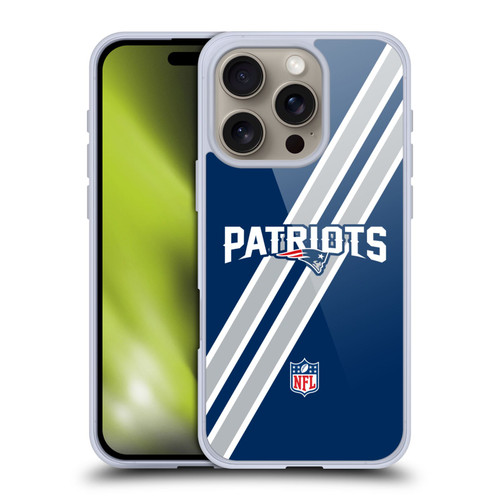 NFL New England Patriots Logo Stripes Soft Gel Case for Apple iPhone 16 Pro NFL New England Patriots Logo Stripes Soft Gel Case for Apple iPhone 16 Pro