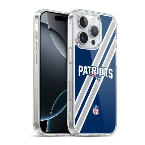 NFL New England Patriots Logo Stripes Soft Gel Case for Apple iPhone 16 Pro