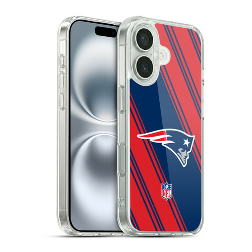 NFL New England Patriots Artwork Stripes Soft Gel Case for Apple iPhone 16