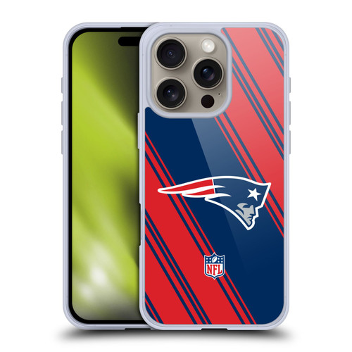 NFL New England Patriots Artwork Stripes Soft Gel Case for Apple iPhone 16 Pro
