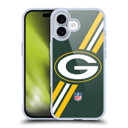 NFL Green Bay Packers Logo Stripes Soft Gel Case for Apple iPhone 16