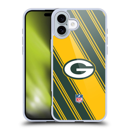 NFL Green Bay Packers Artwork Stripes Soft Gel Case for Apple iPhone 16 Plus