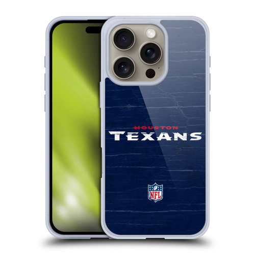NFL Houston Texans Logo Distressed Look Soft Gel Case for Apple iPhone 16 Pro