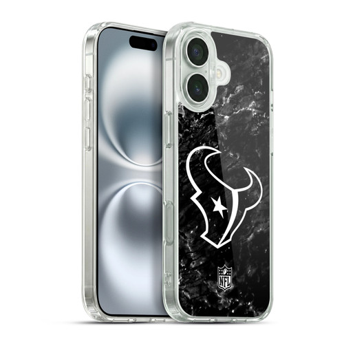 NFL Houston Texans Artwork Marble Soft Gel Case for Apple iPhone 16 Plus & MagSafe
