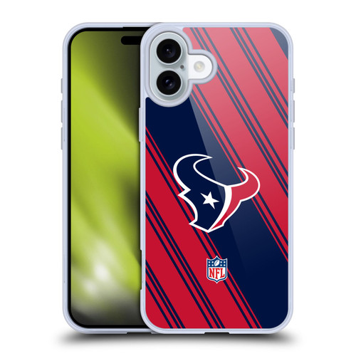 NFL Houston Texans Artwork Stripes Soft Gel Case for Apple iPhone 16 Plus