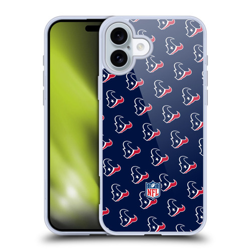 NFL Houston Texans Artwork Patterns Soft Gel Case for Apple iPhone 16 Plus