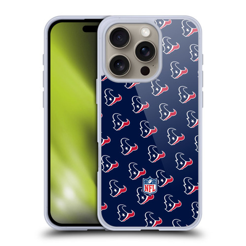 NFL Houston Texans Artwork Patterns Soft Gel Case for Apple iPhone 16 Pro