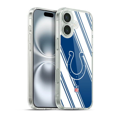 NFL Indianapolis Colts Artwork Stripes Soft Gel Case for Apple iPhone 16 Plus & MagSafe