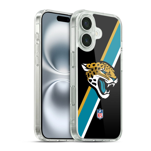 NFL Jacksonville Jaguars Logo Stripes Soft Gel Case for Apple iPhone 16 & MagSafe