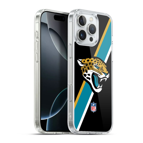 NFL Jacksonville Jaguars Logo Stripes Soft Gel Case for Apple iPhone 16 Pro Max & MagSafe