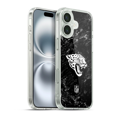 NFL Jacksonville Jaguars Artwork Marble Soft Gel Case for Apple iPhone 16 Plus & MagSafe