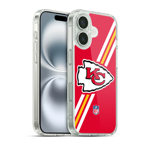 NFL Kansas City Chiefs Logo Stripes Soft Gel Case for Apple iPhone 16 & MagSafe