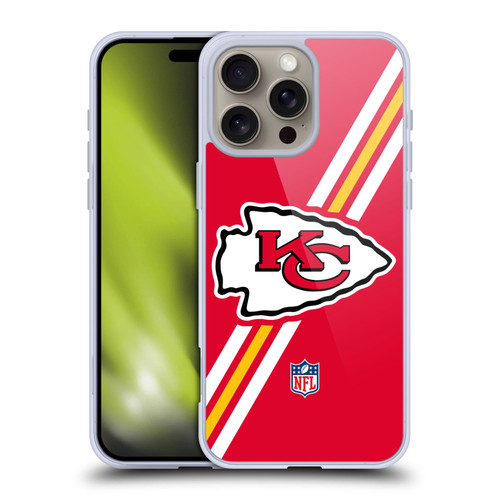 NFL Kansas City Chiefs Logo Stripes Soft Gel Case for Apple iPhone 16 Pro Max & MagSafe