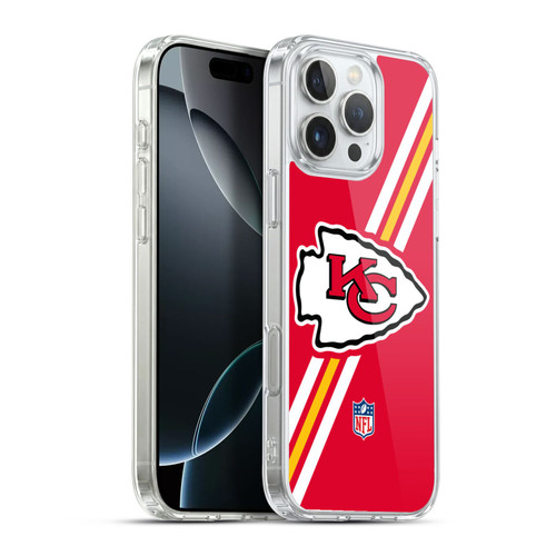 NFL Kansas City Chiefs Logo Stripes Soft Gel Case for Apple iPhone 16 Pro Max & MagSafe