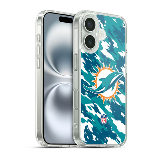 NFL Miami Dolphins Logo Camou Soft Gel Case for Apple iPhone 16
