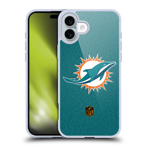 NFL Miami Dolphins Logo Football Soft Gel Case for Apple iPhone 16 Plus