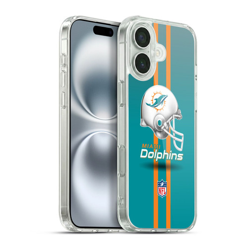 NFL Miami Dolphins Logo Helmet Soft Gel Case for Apple iPhone 16 Plus