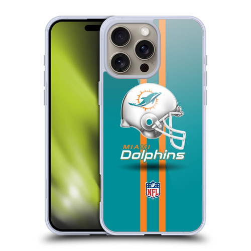 NFL Miami Dolphins Logo Helmet Soft Gel Case for Apple iPhone 16 Pro Max