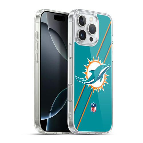 NFL Miami Dolphins Logo Stripes Soft Gel Case for Apple iPhone 16 Pro Max