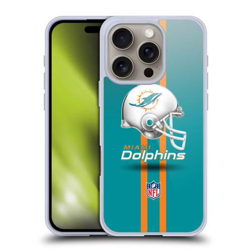 NFL Miami Dolphins Logo Helmet Soft Gel Case for Apple iPhone 16 Pro