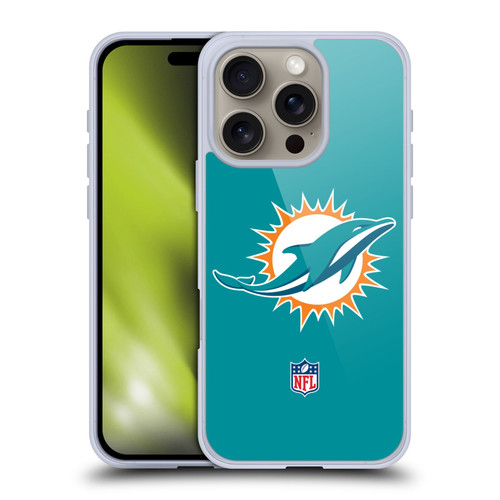 NFL Miami Dolphins Logo Plain Soft Gel Case for Apple iPhone 16 Pro